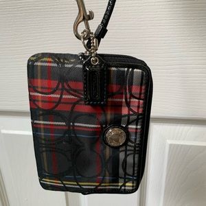 Coach plaid wristlet never used